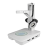 Microscope Track Stand, 76mm Fine Focus Rack, LED Ring Light, LED Light Base (Dimmable), SKU ST04040301, three quarter front view