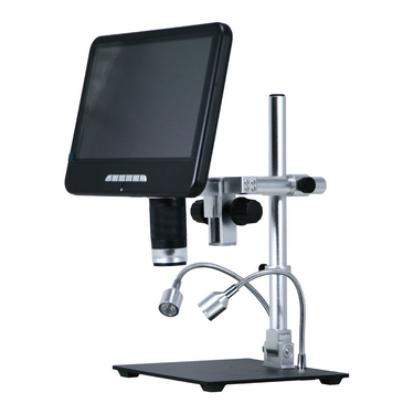 2.6-64X 24 Megapixels LED Reflection Light Post Stand Digital Microscope, SKU DM02050131, three quarter front view