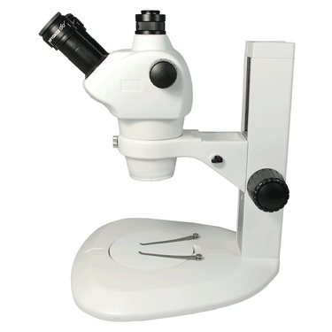 8X-50X Widefield Zoom Stereo Microscope, Trinocular, Track Stand (Track Length 300mm) Fan Shaped Base