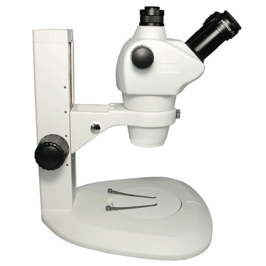 8X-50X Widefield Zoom Stereo Microscope, Trinocular, Track Stand (Track Length 300mm) Fan Shaped Base