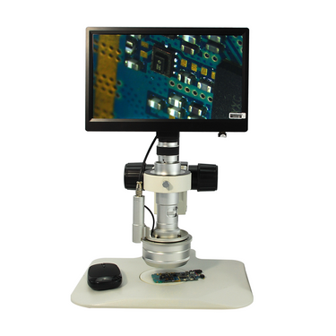 0.65-4.5X Industrial Inspection 3D Video Microscope + LCD Display Digital Camera, Track Stand