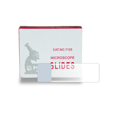 50 Frosted Microscope Slides, One Side Frosted, Glass, SKU SL39101006, three quarter front view
