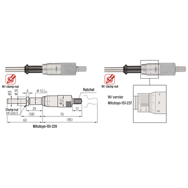 0-1″ Mechanical Micrometer Head Graduation 0.0001″ 1" Flat with Clamp Nut Mechanical Micrometer Head (Thimble Diameter: Dia. 21mm, Spindle Diameter: Dia. 8mm, W/Vernier) Mitutoyo-151-237