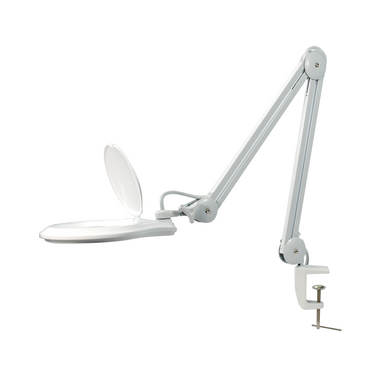 6 Diopter (2.5X) LED Magnifying Lamp with Clamp - 5-inch Glass Lens and Flip Cover