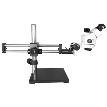 7X-45X Widefield Zoom Stereo Microscope, Trinocular, Double Arm Boom Stand (Siedentopf)